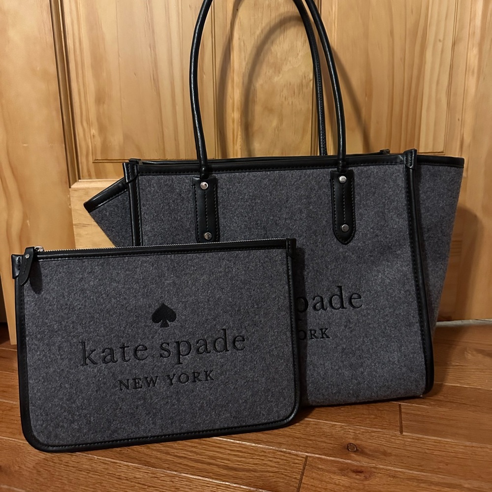 Kate Spade Charcoal Tote and Pouch Set